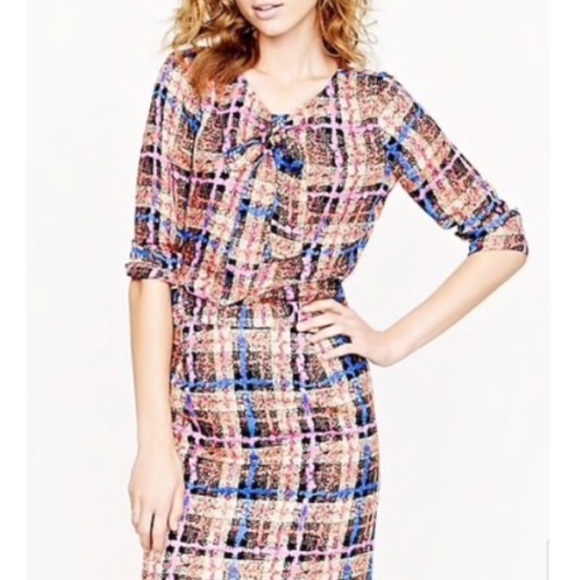 J. Crew Tops - J. Crew Collection Electric Plaid Bow Top